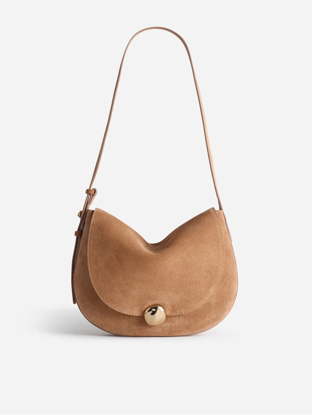 Madewell Suede Dakota Shoulder Saddle Bag in Cumin